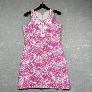 Vtg Lilly Pulitzer Dress M Hotty Pink Braided Trim Oh Cabana Boy Foster Shift